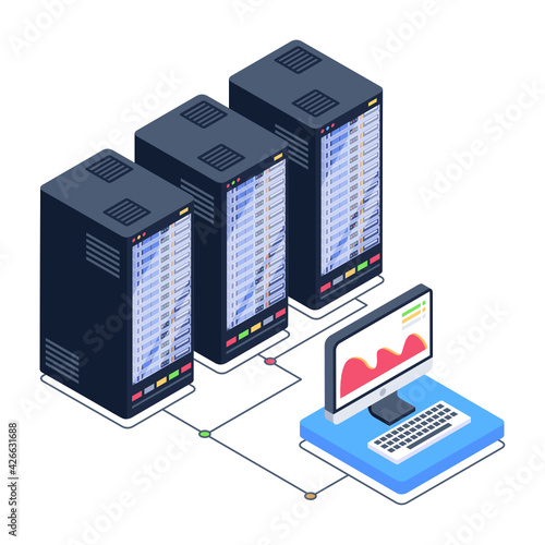 
Icon of data server room in modern isometric design 

