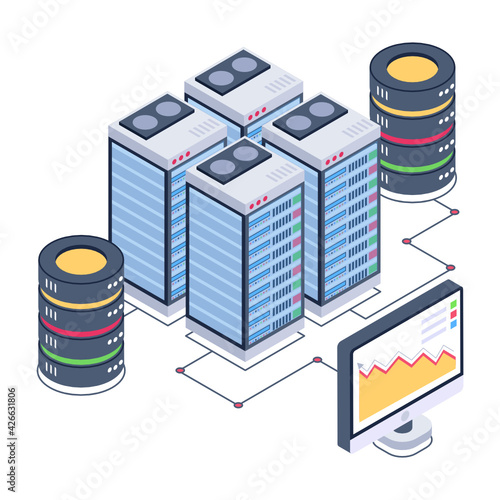 
Icon of data server room in modern isometric design 

