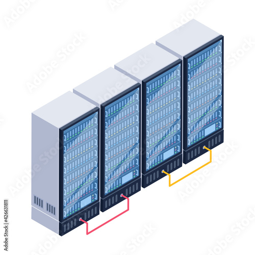 
Icon of data server room in modern isometric design 

