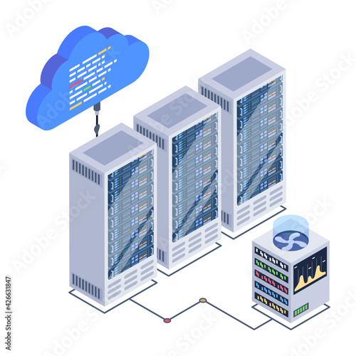 
Icon of data server room in modern isometric design 


