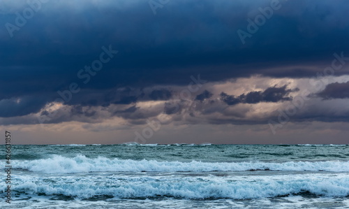 Fototapeta Naklejka Na Ścianę i Meble -  Sea waves in mediterranean sea during storm.