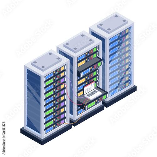 
Icon of data server room in modern isometric design 

