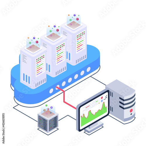 
Icon of data server room in modern isometric design 

