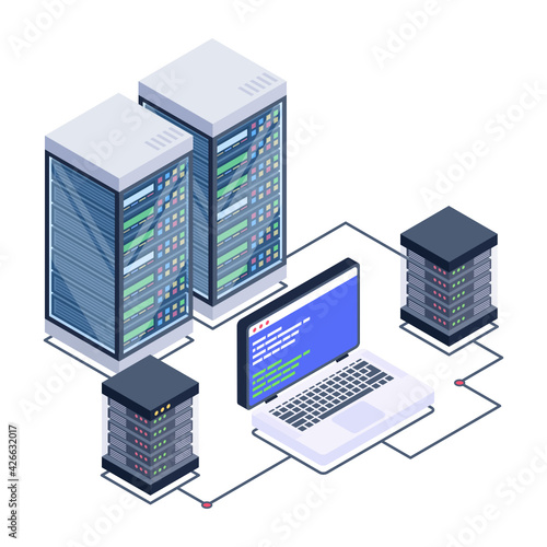 
Icon of data server room in modern isometric design 

