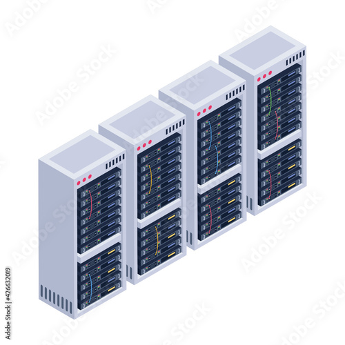 
Icon of data server room in modern isometric design 

