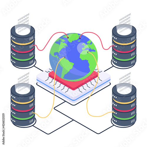 
Icon of data server room in modern isometric design 

