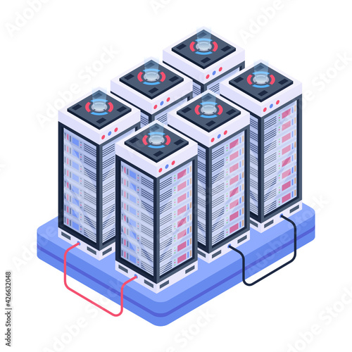 
Icon of data server room in modern isometric design 

