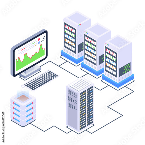 
Icon of data server room in modern isometric design 


