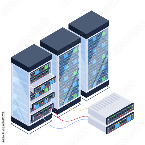
Icon of data server room in modern isometric design 

