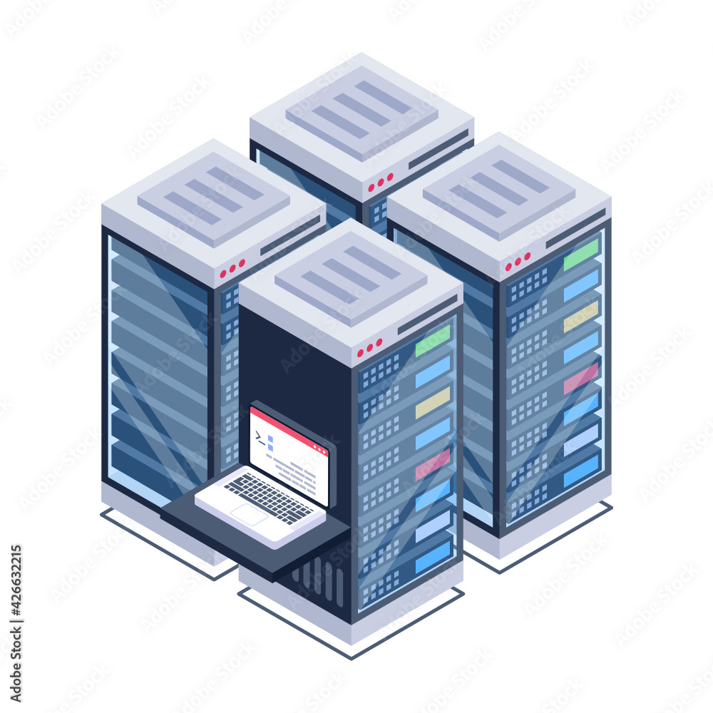 Icon of data server room in modern isometric design
Icon of data server room in modern isometric design
