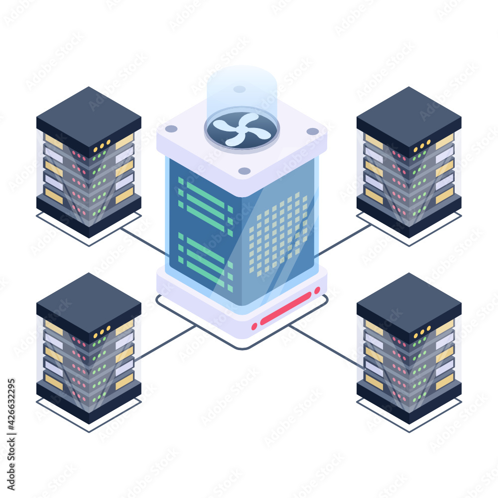 Icon of data server room in modern isometric design Stock Vector ...