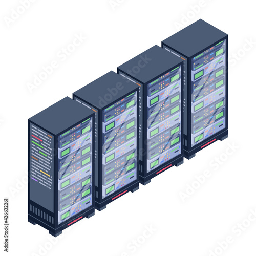 
Icon of data server room in modern isometric design 

