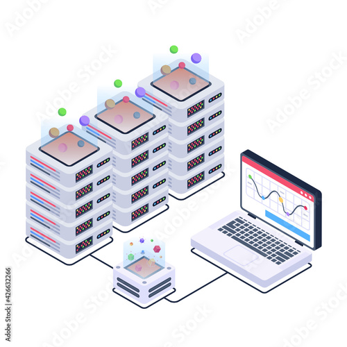 
Icon of data server room in modern isometric design 

