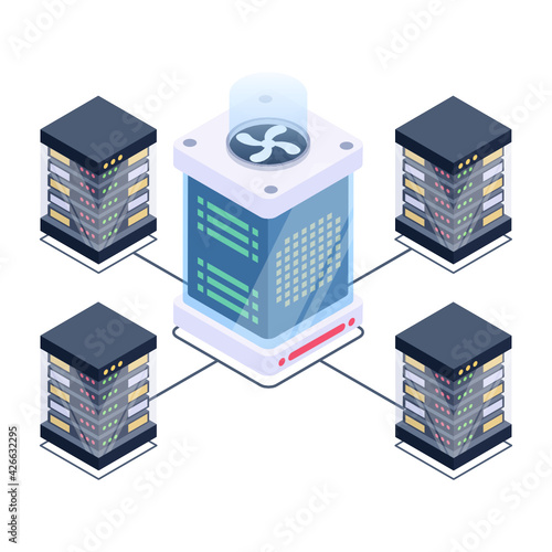 
Icon of data server room in modern isometric design 

