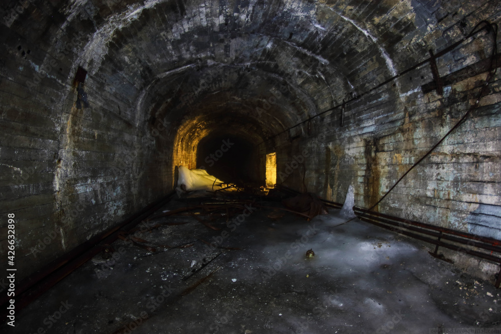 tunnels of an abandoned bunker in the mountain