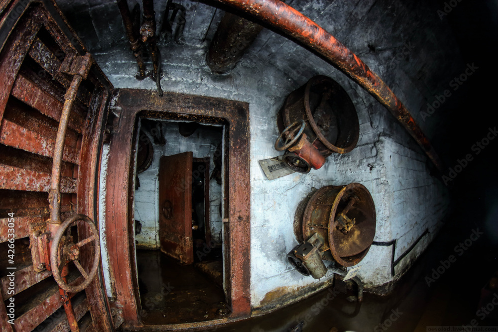 sealed door in an abandoned bunker