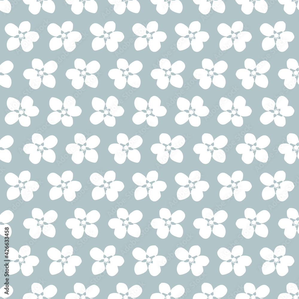 Vector white cherry flowers grey seamless pattern Vector white cherry flowers grey seamless pattern