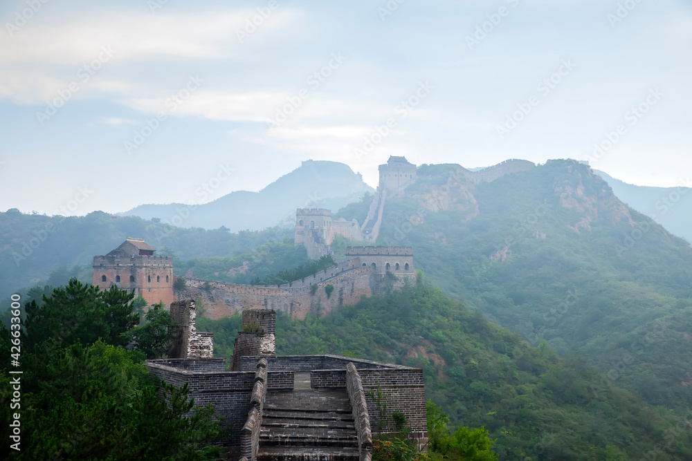 Great Wall in China,The Great Wall and the beautiful clouds in the morning Great Wall in China,The Great Wall and the beautiful clouds in the morning