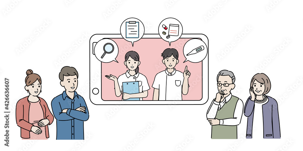 オンライン診療 医者 診察 説明 イラスト素材 Stock Vector Adobe Stock