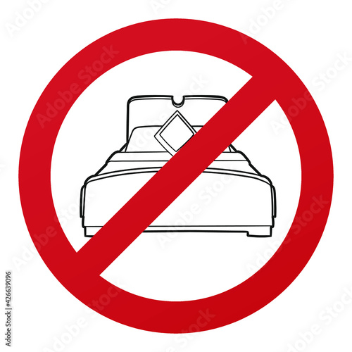 No Double Bed Symbol Isolated on White Background. Rest Vector Illustration Prohibition Stop Sign.