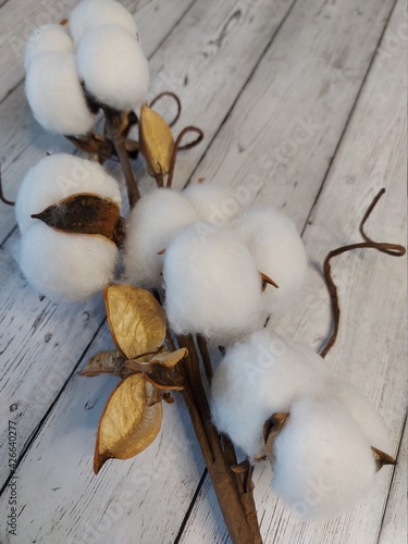 cotton buds on a wooden table