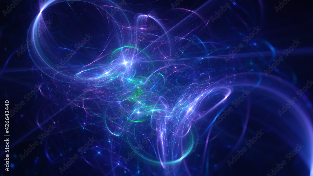 Abstract background, smooth multicolored lines on a black background. Abstract background, smooth multicolored lines on a black background.