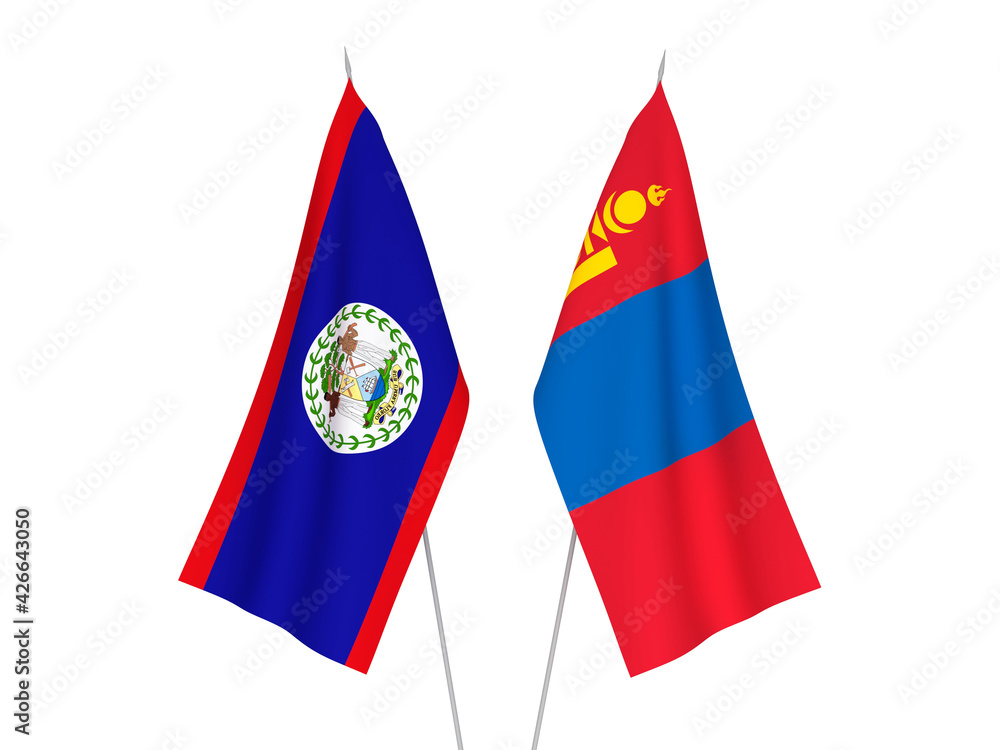 Mongolia and Belize flags