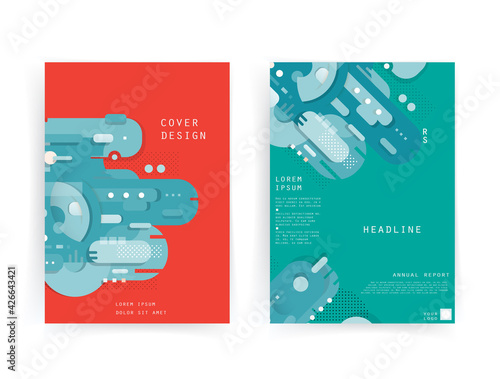 Template brochures, flyers, business presentations. Modern flat line style, layout in A4 size.