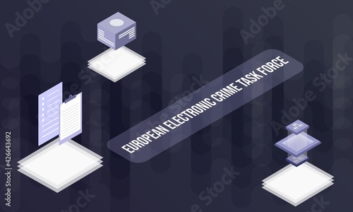 Tableau sur toile European Electronic Crime Task Force concept on abstract design