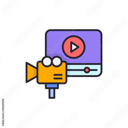 Online movie vector Filled outline icon style illustration. EPS 10 file
