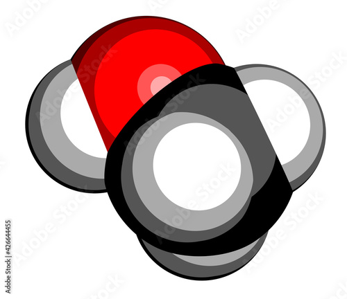 Methanol (methyl alcohol, MeOH) molecule. Highly toxic. 3D rendering. Atoms are represented as spheres with conventional color coding: hydrogen (white), carbon (black).
