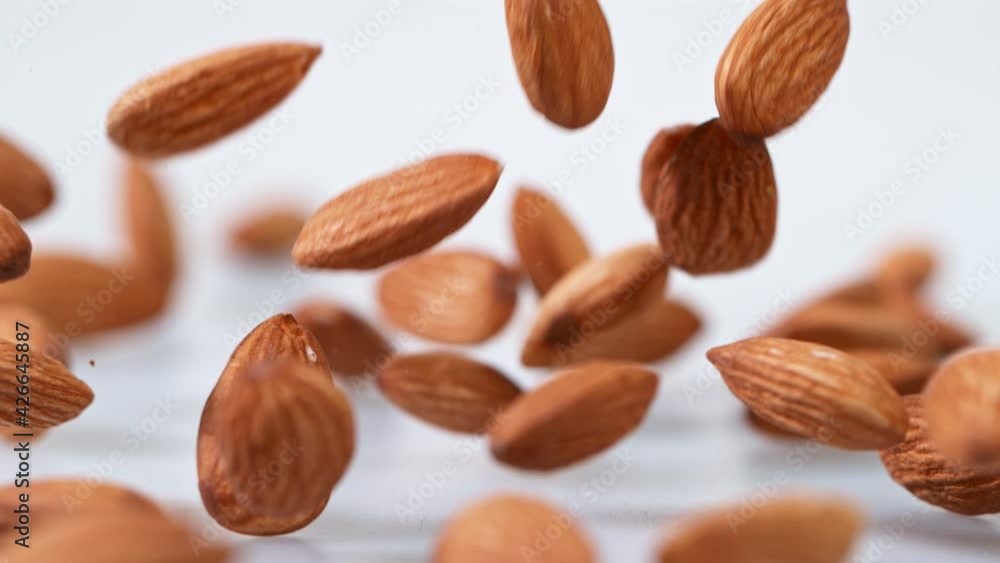 Super Slow Motion Shot of Falling Almonds. Super Slow Motion Shot of Falling Almonds.