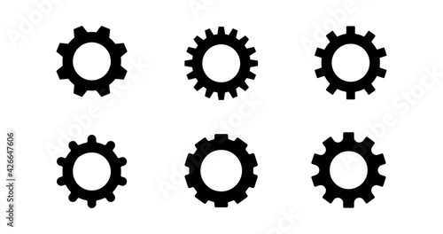Gear set. Black gear wheel icons on white background. Alpha Luma Matte included. 4k video