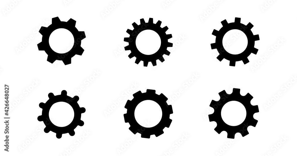 Gear set. Black gear wheel icons on white background. Alpha Luma Matte included. 4k video Gear set. Black gear wheel icons on white background. Alpha Luma Matte included. 4k video