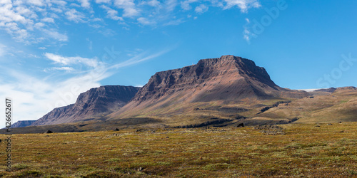 Table mountains, Qáqaq mountains scenery, Qeqertarsuaq, Disko Island, Greenland