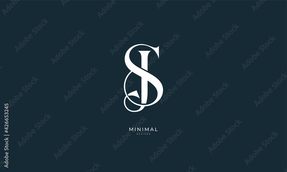 Fototapeta premium Alphabet letter icon logo SJ
