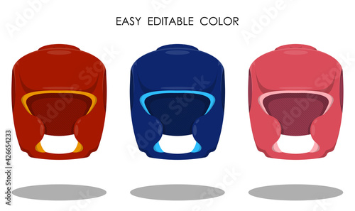 protective boxing helmet. Protective equipment of taekwondo, karate fighter. Cartoon vector