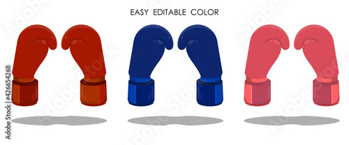 Sports boxing gloves. Sports equipment to protect fighter. Carton vector