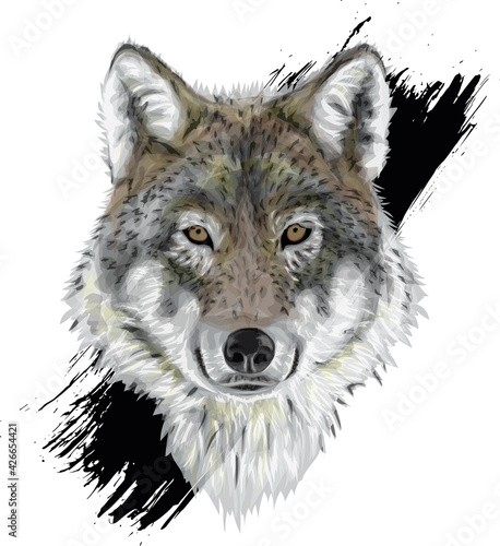 Wallpaper Mural Wolf portrait / Stylized grunge art Torontodigital.ca
