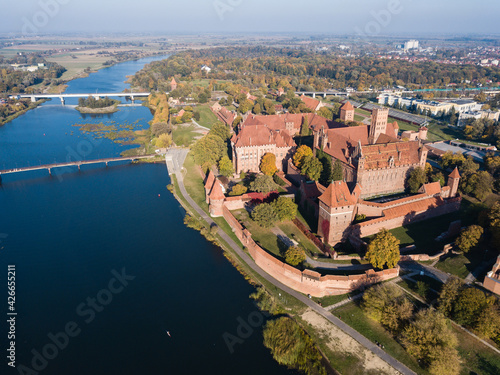 Aerial view to Malbork Castle in Poland