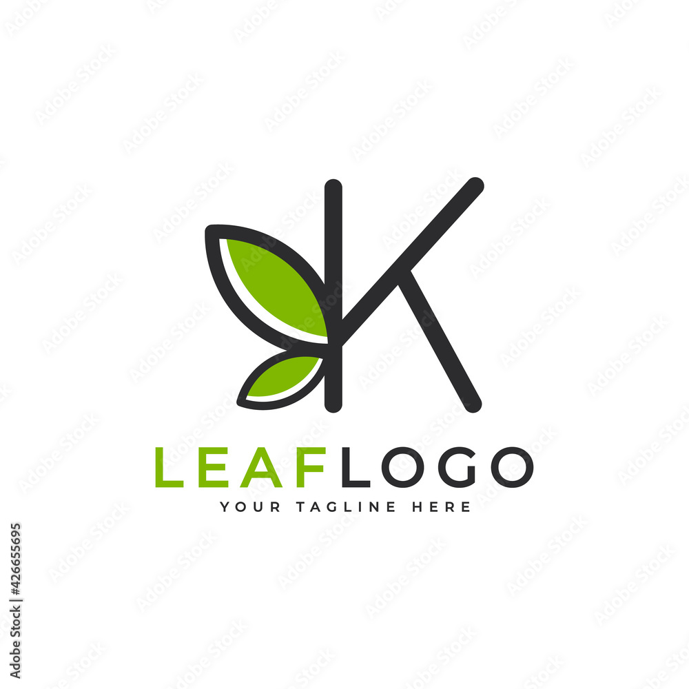 Creative Initial Letter K Logo. Black Shape Linear Style Linked with Green Leaf Symbol. Usable for Business, Healthcare, Nature and Farm Logos. Flat Vector Logo Design Ideas Template Element. Eps10 Creative Initial Letter K Logo. Black Shape Linear Style Linked with Green Leaf Symbol. Usable for Business, Healthcare, Nature and Farm Logos. Flat Vector Logo Design Ideas Template Element. Eps10