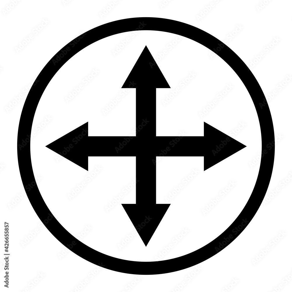 Obraz premium Black sign direction flat icon design