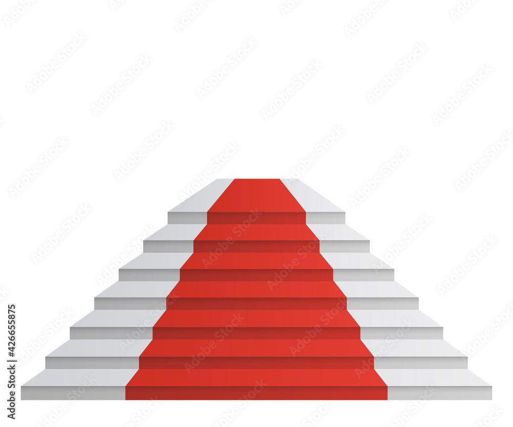 Design elements White stairs realistic, red carpet illustration design with shadow on transparent background. 3D Stand on isolated clean blank table. Vector illustration EPS10 promotional presentation Design elements White stairs realistic, red carpet illustration design with shadow on transparent background. 3D Stand on isolated clean blank table. Vector illustration EPS10 promotional presentation