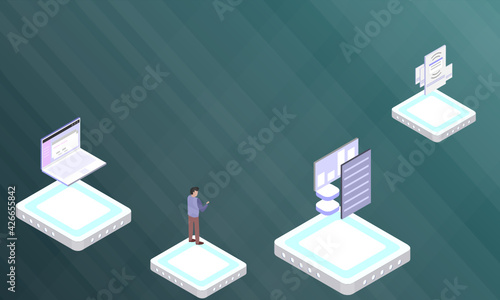 Asset-based community development concept on abstract design