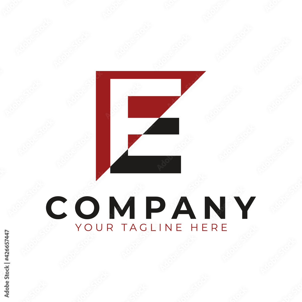 Abstract Logo Combines Triangle and Letter E. Black and Red Geometric House Symbol Linked with Cutout Style. Usable for Construction Architecture Building Logo. Flat Vector Logo Design Ideas Template Abstract Logo Combines Triangle and Letter E. Black and Red Geometric House Symbol Linked with Cutout Style. Usable for Construction Architecture Building Logo. Flat Vector Logo Design Ideas Template