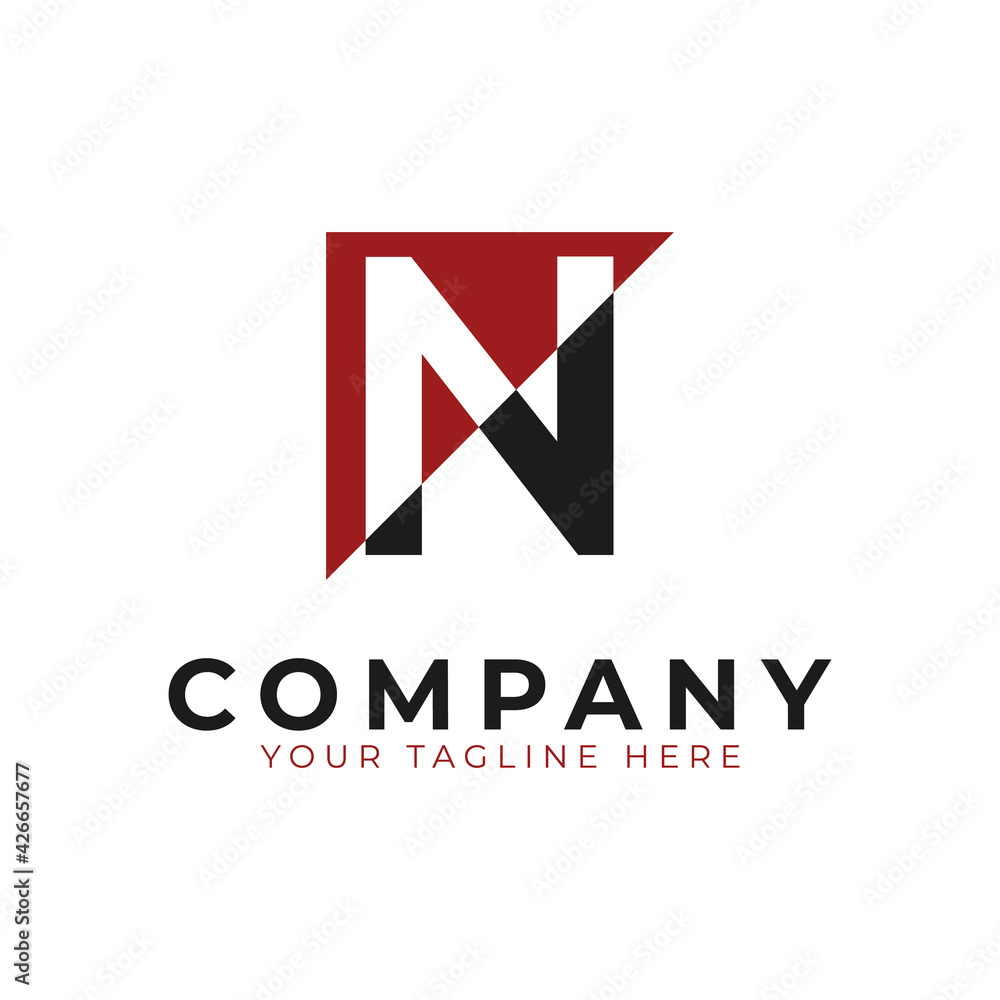 Abstract Logo Combines Triangle and Letter N. Black and Red Geometric House Symbol Linked with Cutout Style. Usable for Construction Architecture Building Logo. Flat Vector Logo Design Ideas Template Abstract Logo Combines Triangle and Letter N. Black and Red Geometric House Symbol Linked with Cutout Style. Usable for Construction Architecture Building Logo. Flat Vector Logo Design Ideas Template