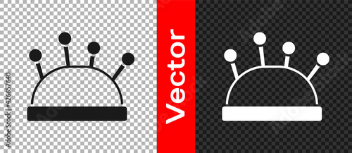 Black Needle bed and needles icon isolated on transparent background. Handmade and sewing theme. Vector