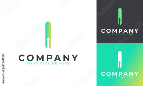 Creative Initial Letter I Logo Arrow. Yellow and Green Shape with Negative Space Arrow inside. Usable for Business and Branding Logos. Flat Vector Logo Design Ideas Template Element. Eps10 Vector