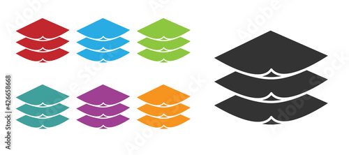 Black Layers clothing textile icon isolated on white background. Element of fabric features. Set icons colorful. Vector
