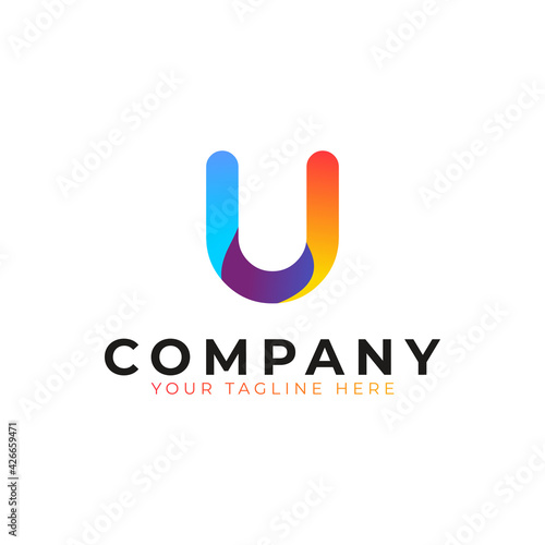 Letter U Logo Liquid. Colorful Motion Shape with Modern Flow Waves Logo. Usable for Business and Branding Logos. Flat Vector Logo Design Ideas Template Element. Eps10 Vector